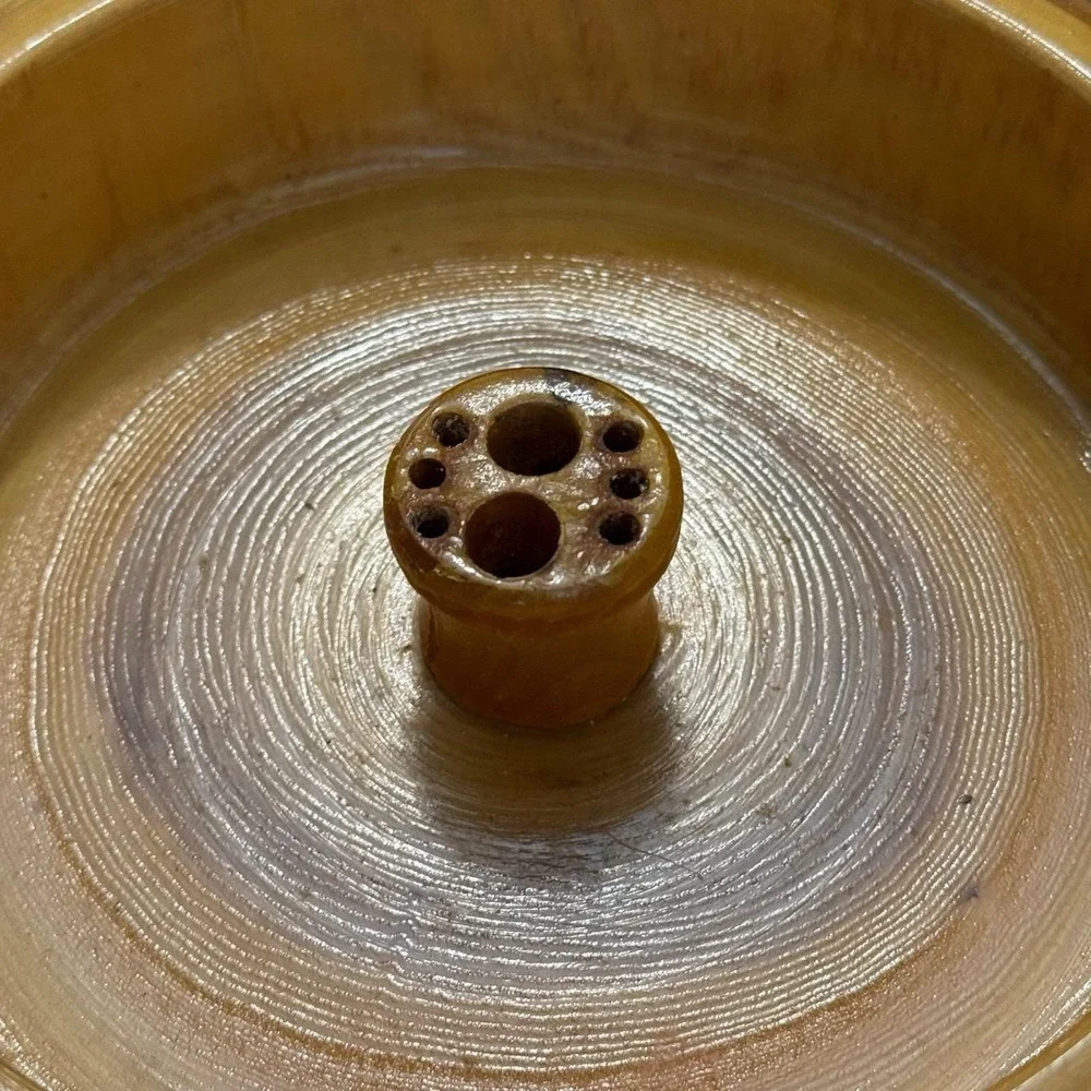 Vintage Wood Nut Bowl Bark Edge Nutcracker 5 Picks Rustic Mid Century Snack Set